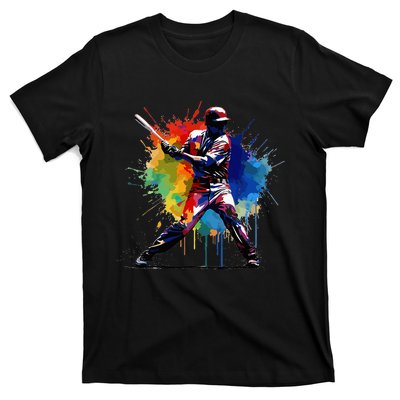 Baseball Player Paint Splash T-Shirt