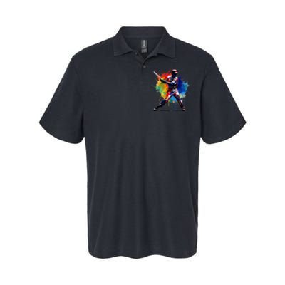 Baseball Player Paint Splash Softstyle Adult Sport Polo