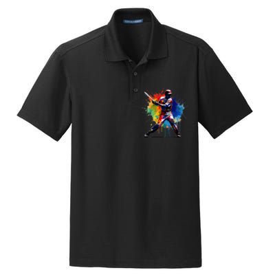 Baseball Player Paint Splash Dry Zone Grid Polo