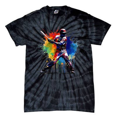 Baseball Player Paint Splash Tie-Dye T-Shirt