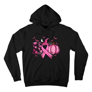 Boo Pumpkin Pink Ribbon Witch Breast Cancer Ghost Halloween Hoodie