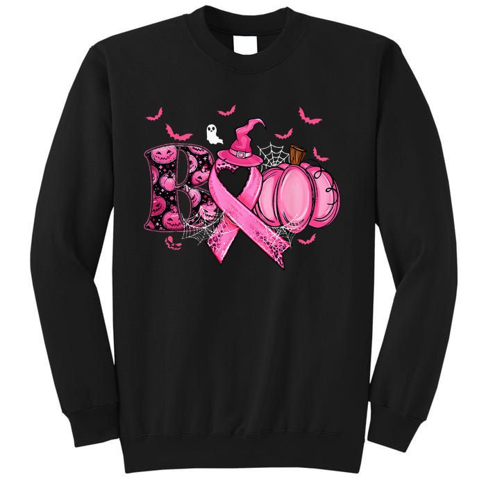 Boo Pumpkin Pink Ribbon Witch Breast Cancer Ghost Halloween Sweatshirt