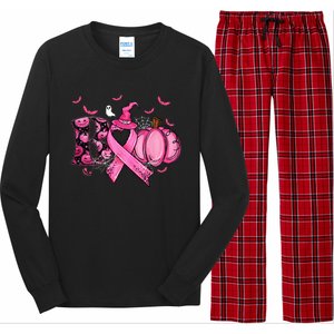 Boo Pumpkin Pink Ribbon Witch Breast Cancer Ghost Halloween Long Sleeve Pajama Set