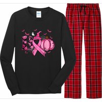 Boo Pumpkin Pink Ribbon Witch Breast Cancer Ghost Halloween Long Sleeve Pajama Set