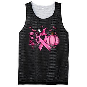 Boo Pumpkin Pink Ribbon Witch Breast Cancer Ghost Halloween Mesh Reversible Basketball Jersey Tank