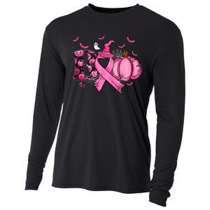 Boo Pumpkin Pink Ribbon Witch Breast Cancer Ghost Halloween Cooling Performance Long Sleeve Crew