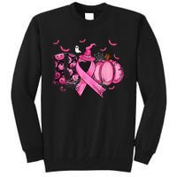 Boo Pumpkin Pink Ribbon Witch Breast Cancer Ghost Halloween Tall Sweatshirt