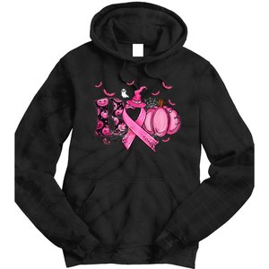 Boo Pumpkin Pink Ribbon Witch Breast Cancer Ghost Halloween Tie Dye Hoodie