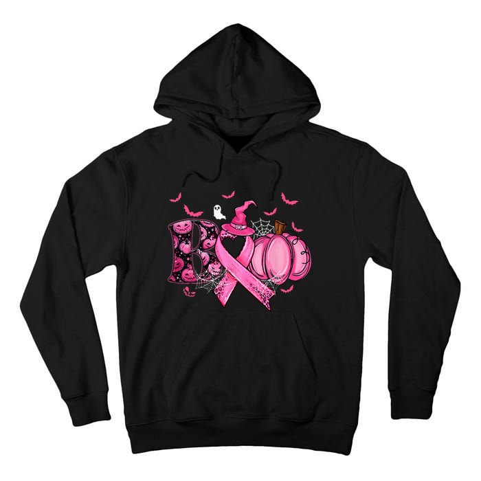 Boo Pumpkin Pink Ribbon Witch Breast Cancer Ghost Halloween Tall Hoodie