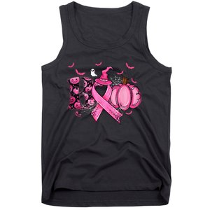 Boo Pumpkin Pink Ribbon Witch Breast Cancer Ghost Halloween Tank Top