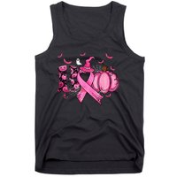 Boo Pumpkin Pink Ribbon Witch Breast Cancer Ghost Halloween Tank Top