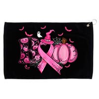 Boo Pumpkin Pink Ribbon Witch Breast Cancer Ghost Halloween Grommeted Golf Towel