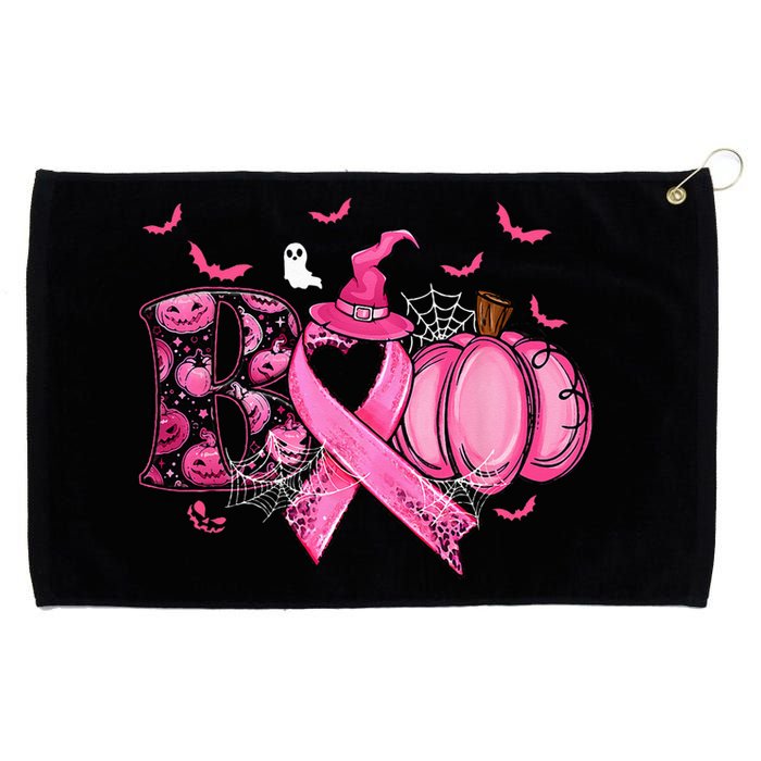 Boo Pumpkin Pink Ribbon Witch Breast Cancer Ghost Halloween Grommeted Golf Towel