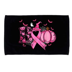 Boo Pumpkin Pink Ribbon Witch Breast Cancer Ghost Halloween Microfiber Hand Towel