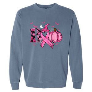 Boo Pumpkin Pink Ribbon Witch Breast Cancer Ghost Halloween Garment-Dyed Sweatshirt