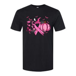 Boo Pumpkin Pink Ribbon Witch Breast Cancer Ghost Halloween Softstyle CVC T-Shirt