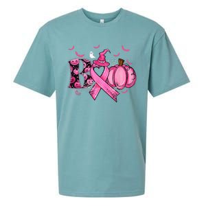 Boo Pumpkin Pink Ribbon Witch Breast Cancer Ghost Halloween Sueded Cloud Jersey T-Shirt