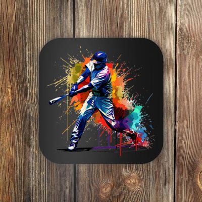 Baseball Player Paint Splash Coaster