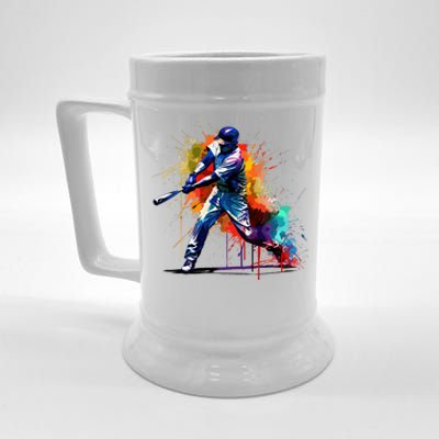 Baseball Player Paint Splash Beer Stein