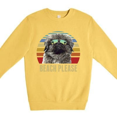 Beach Please Pekingese Dog Funny Summer Gift Premium Crewneck Sweatshirt