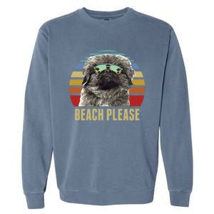 Beach Please Pekingese Dog Funny Summer Gift Garment-Dyed Sweatshirt