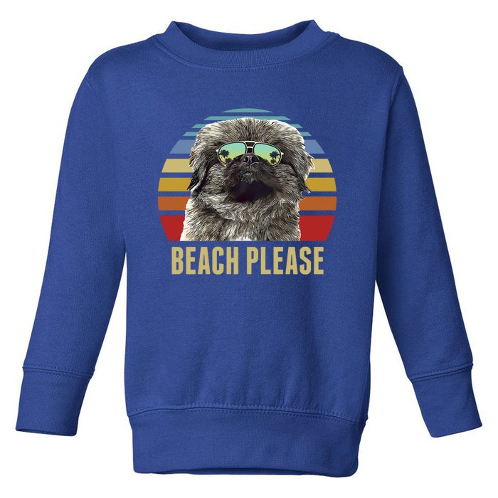 Beach Please Pekingese Dog Funny Summer Gift Toddler Sweatshirt