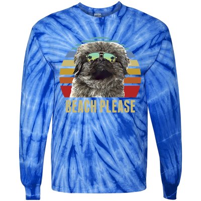 Beach Please Pekingese Dog Funny Summer Gift Tie-Dye Long Sleeve Shirt