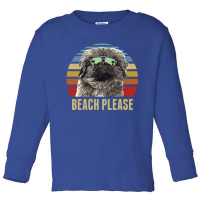 Beach Please Pekingese Dog Funny Summer Gift Toddler Long Sleeve Shirt