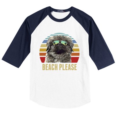 Beach Please Pekingese Dog Funny Summer Gift Baseball Sleeve Shirt