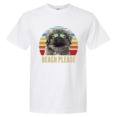 Beach Please Pekingese Dog Funny Summer Gift Garment-Dyed Heavyweight T-Shirt