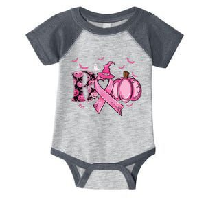 Boo Pumpkin Pink Ribbon Witch Breast Cancer Ghost Halloween Infant Baby Jersey Bodysuit