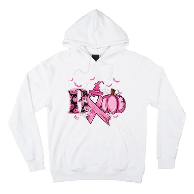 Boo Pumpkin Pink Ribbon Witch Breast Cancer Ghost Halloween Hoodie