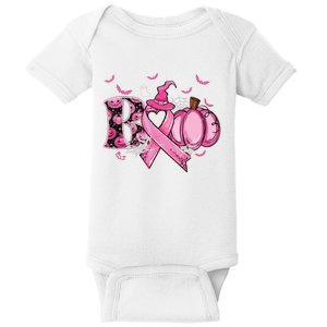 Boo Pumpkin Pink Ribbon Witch Breast Cancer Ghost Halloween Baby Bodysuit