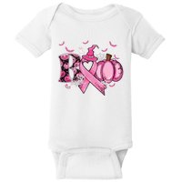 Boo Pumpkin Pink Ribbon Witch Breast Cancer Ghost Halloween Baby Bodysuit