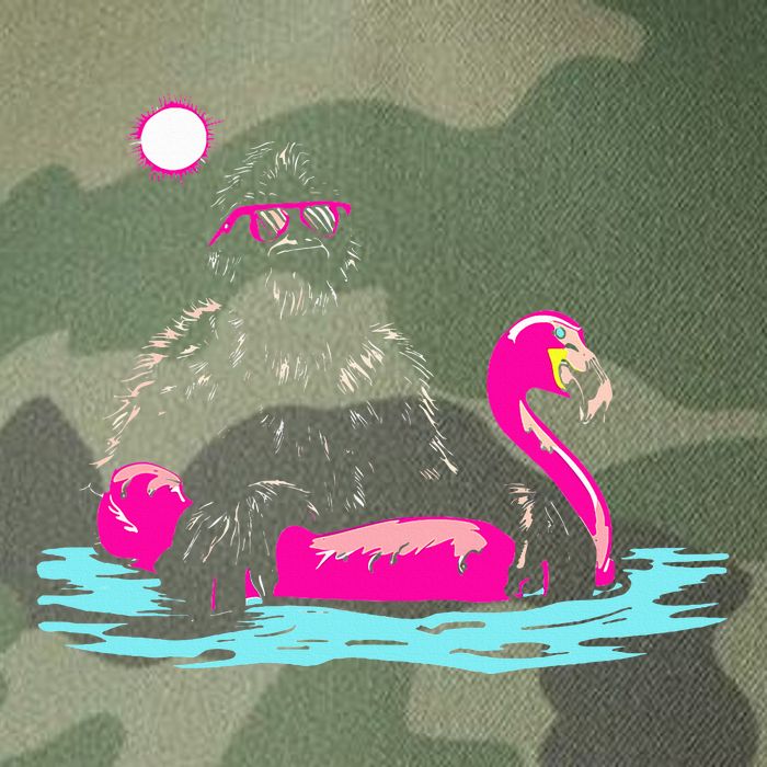 Bigfoot Pool Party Flamingo Funny Sasquatch Pink Float Legacy Tie Dye Trucker Hat