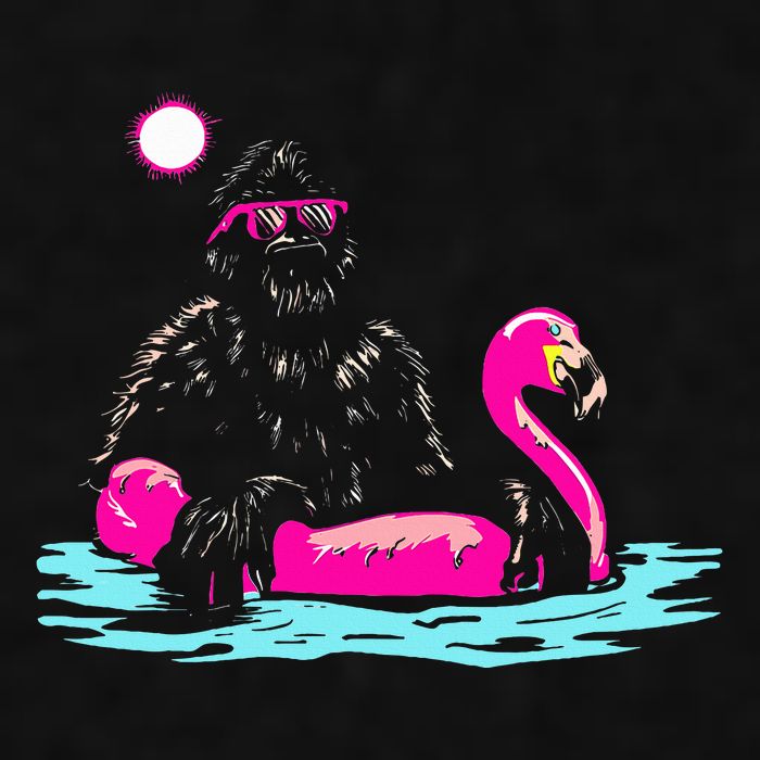 Bigfoot Pool Party Flamingo Funny Sasquatch Pink Float Ladies PosiCharge Tri-Blend Wicking Tank