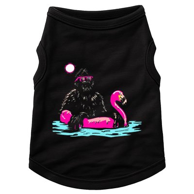 Bigfoot Pool Party Flamingo Funny Sasquatch Pink Float Doggie Tank