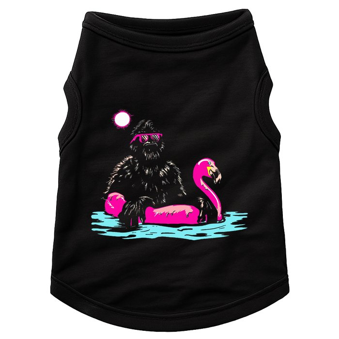 Bigfoot Pool Party Flamingo Funny Sasquatch Pink Float Doggie Tank