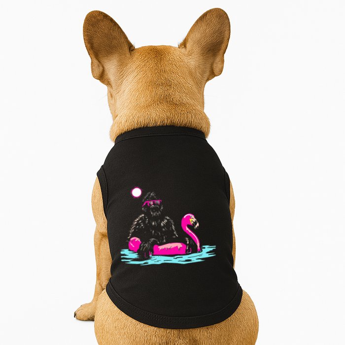 Bigfoot Pool Party Flamingo Funny Sasquatch Pink Float Doggie Tank