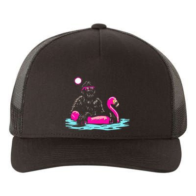 Bigfoot Pool Party Flamingo Funny Sasquatch Pink Float Yupoong Adult 5-Panel Trucker Hat