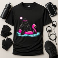 Bigfoot Pool Party Flamingo Funny Sasquatch Pink Float Performance Shirt