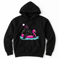 Bigfoot Pool Party Flamingo Funny Sasquatch Pink Float Hoodie
