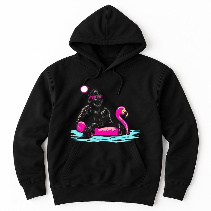 Bigfoot Pool Party Flamingo Funny Sasquatch Pink Float Hoodie