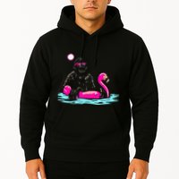 Bigfoot Pool Party Flamingo Funny Sasquatch Pink Float Hoodie