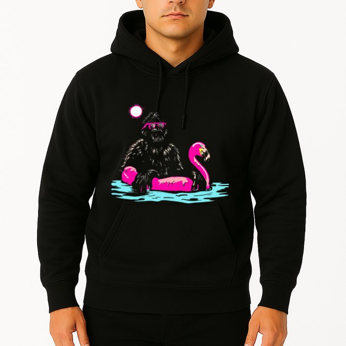 Bigfoot Pool Party Flamingo Funny Sasquatch Pink Float Hoodie