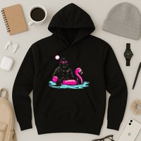 Bigfoot Pool Party Flamingo Funny Sasquatch Pink Float Hoodie