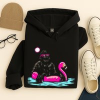 Bigfoot Pool Party Flamingo Funny Sasquatch Pink Float Hoodie