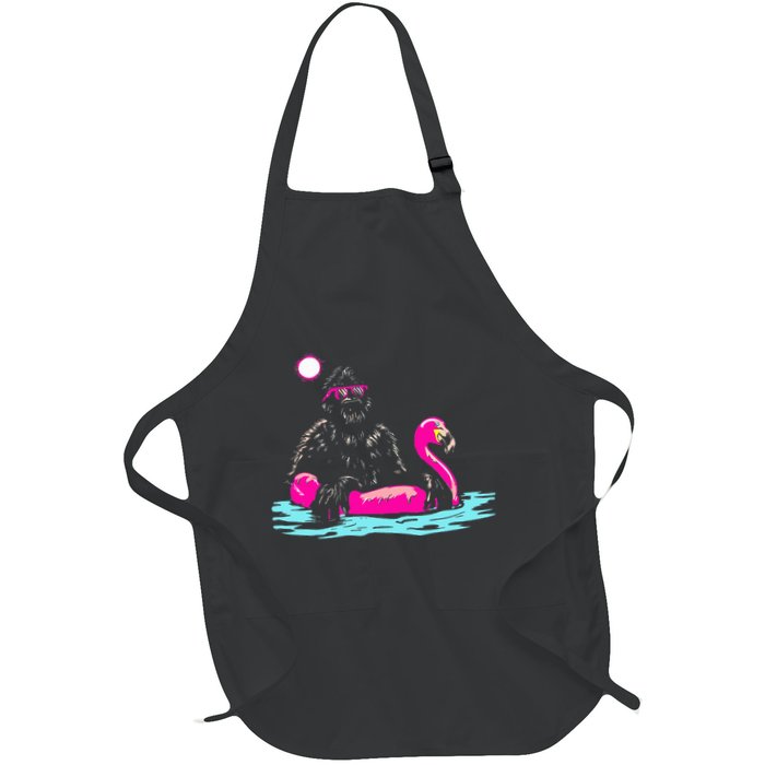 Bigfoot Pool Party Flamingo Funny Sasquatch Pink Float Apron