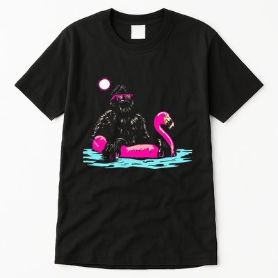 Bigfoot Pool Party Flamingo Funny Sasquatch Pink Float Tall T-Shirt