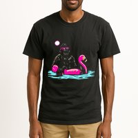 Bigfoot Pool Party Flamingo Funny Sasquatch Pink Float Tall T-Shirt